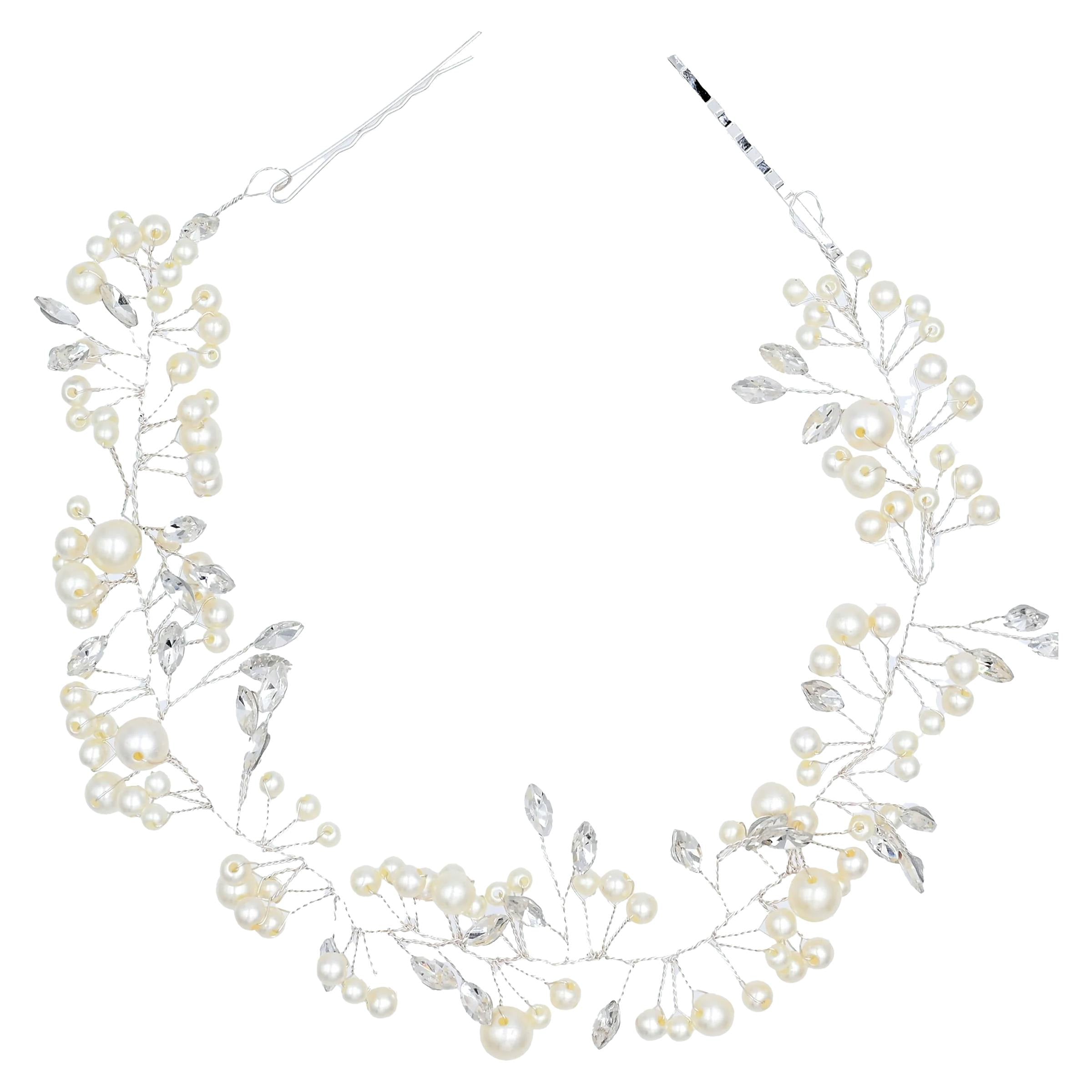 Crystal Accent Pearl Hair Vine