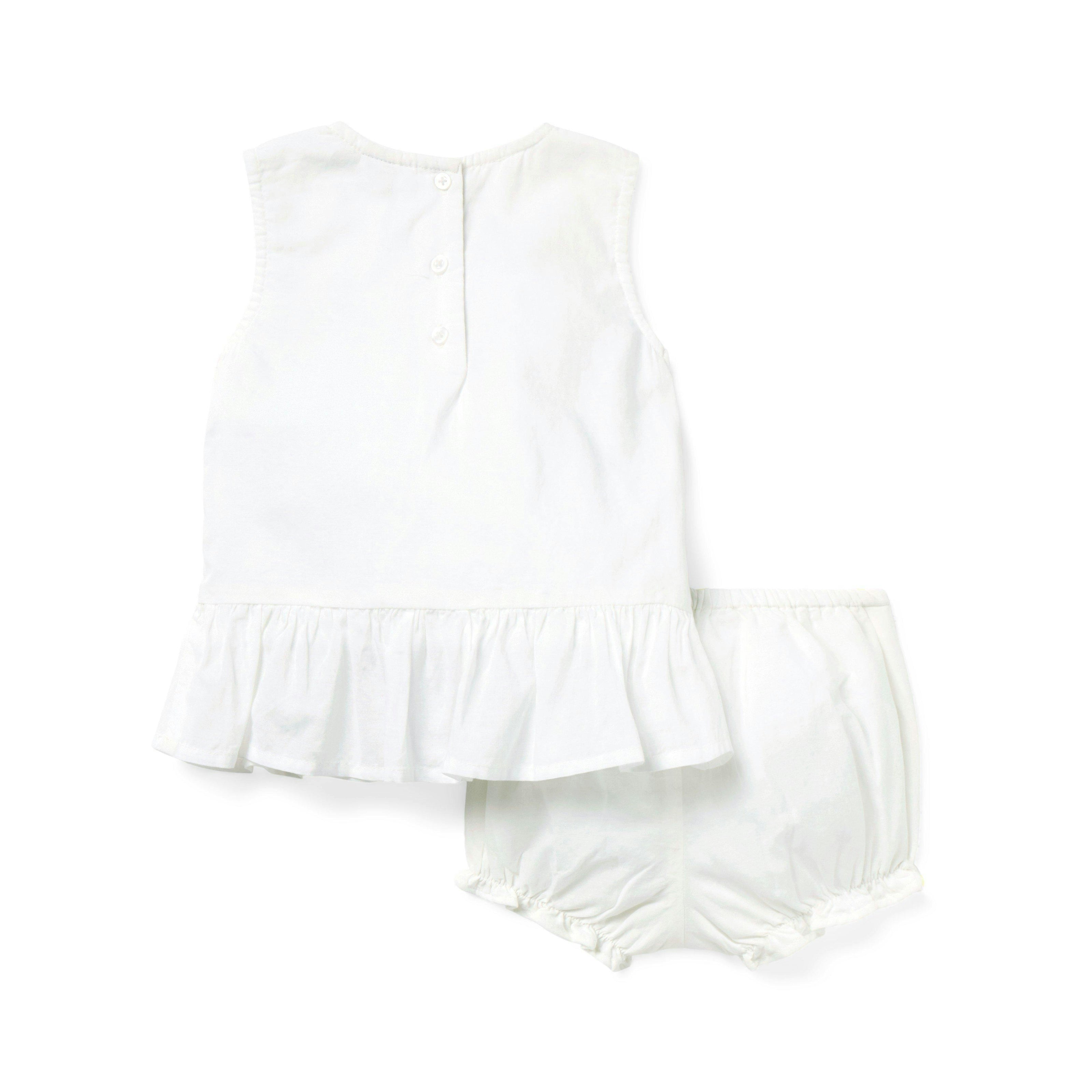 Baby Floral Smocked Matching Set, white