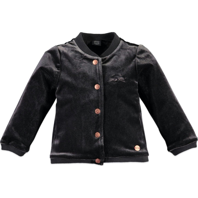 Velvet Bomber-Style Cardigan