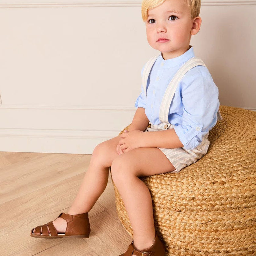 Woven Leather Fisherman Sandals in Brown (20-27EU)