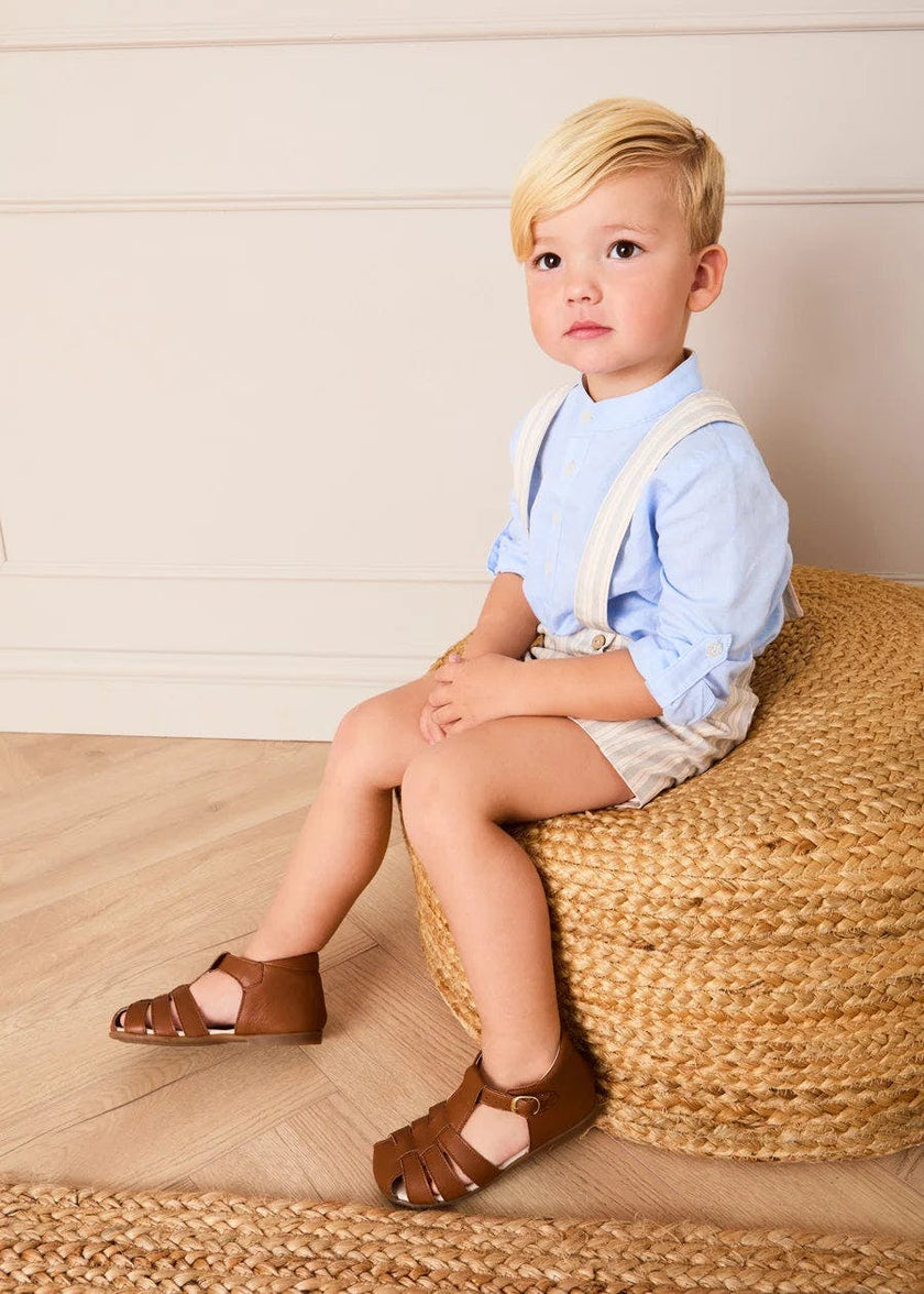 Woven Leather Fisherman Sandals in Brown (20-27EU)