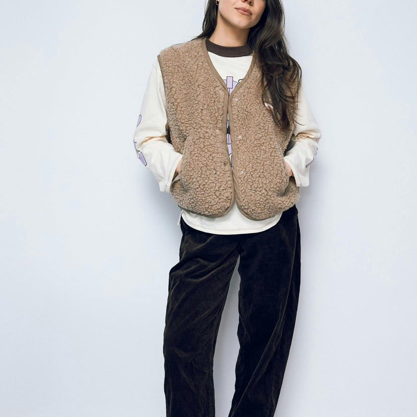 adult merino wool vest - hazelnut