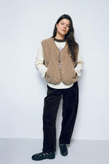 adult merino wool vest - hazelnut