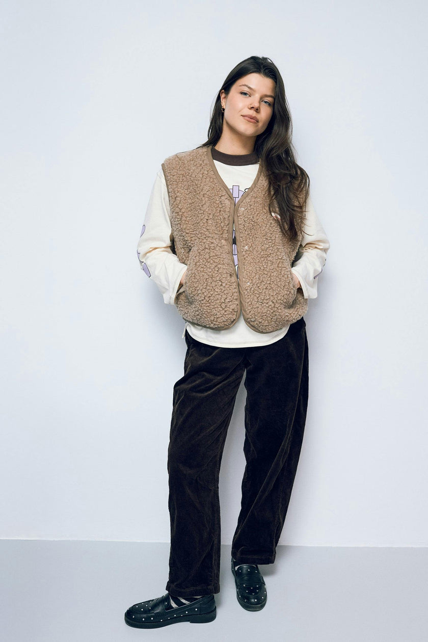 adult merino wool vest - hazelnut