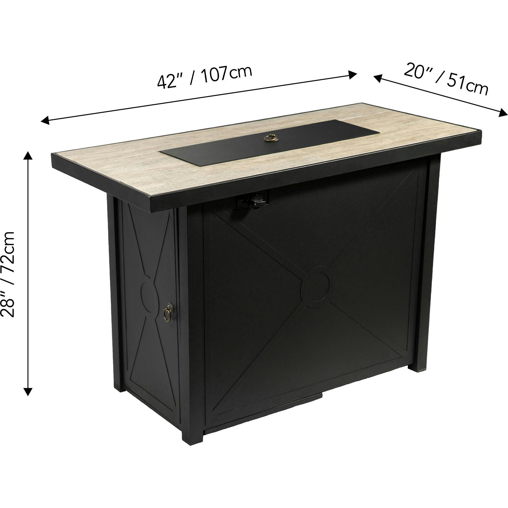 Outdoor Rectangular Propane Ceramic Gas Fire Pit with Steel Base