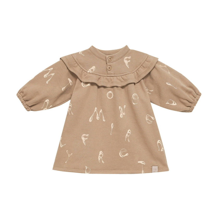 Girls Terry Dress With Ruffled Yolk