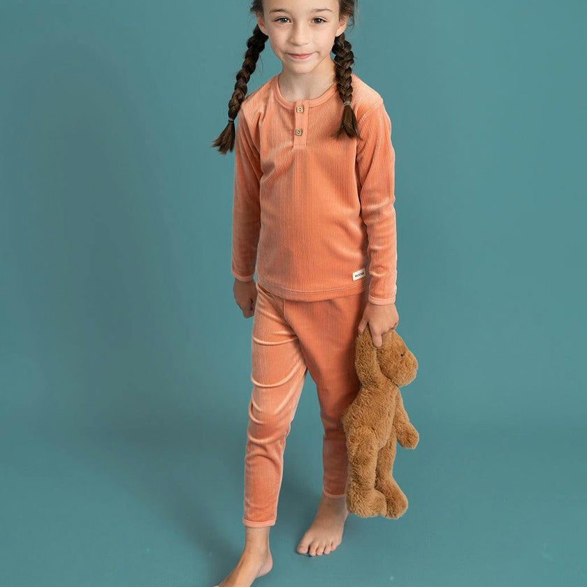 Ribbed Velour 2Pc Set Papaya