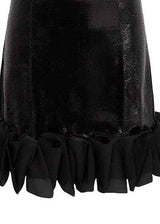 Black Cambria Satin Strapless Dress