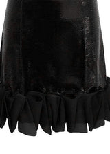 Black Cambria Satin Strapless Dress