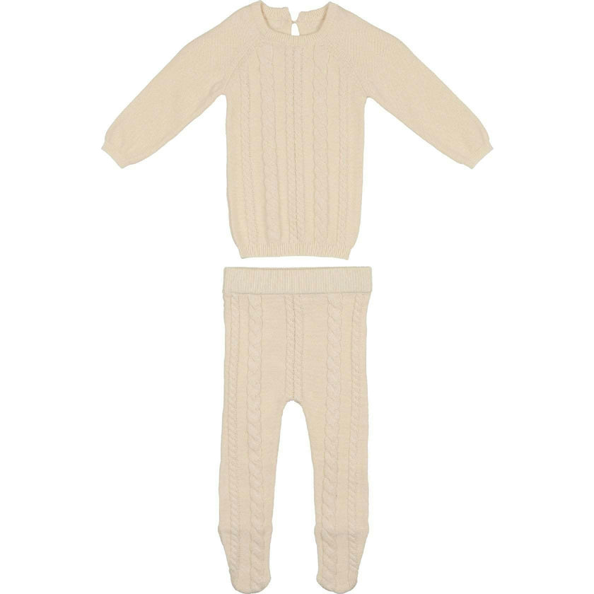 Cable Knit Long Sleeve Sweater & Pant 2-Piece Set