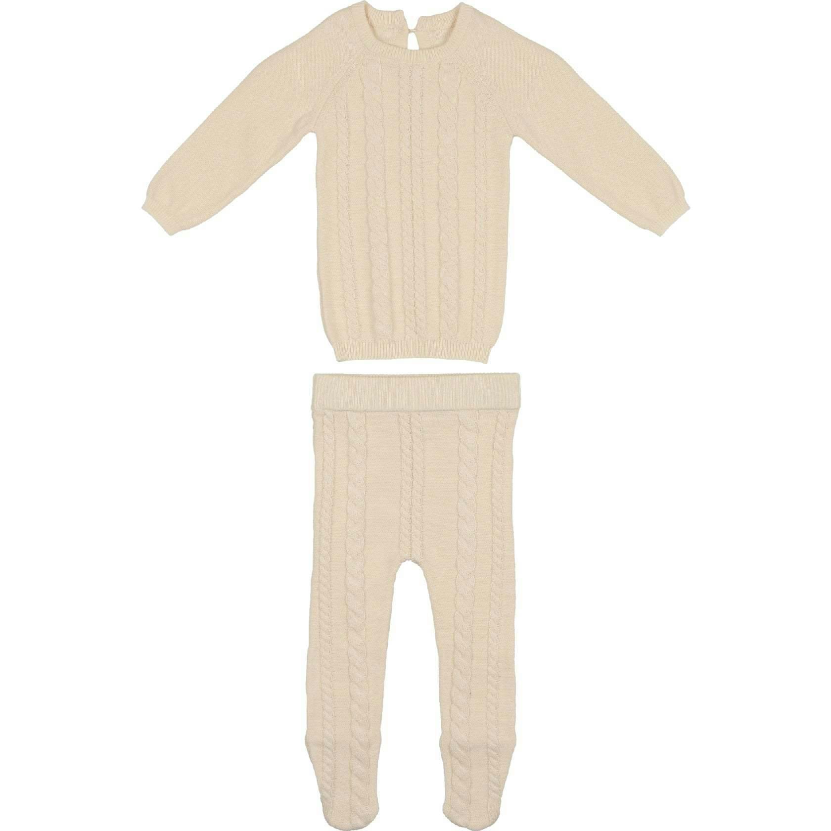 Cable Knit Long Sleeve Sweater & Pant 2-Piece Set
