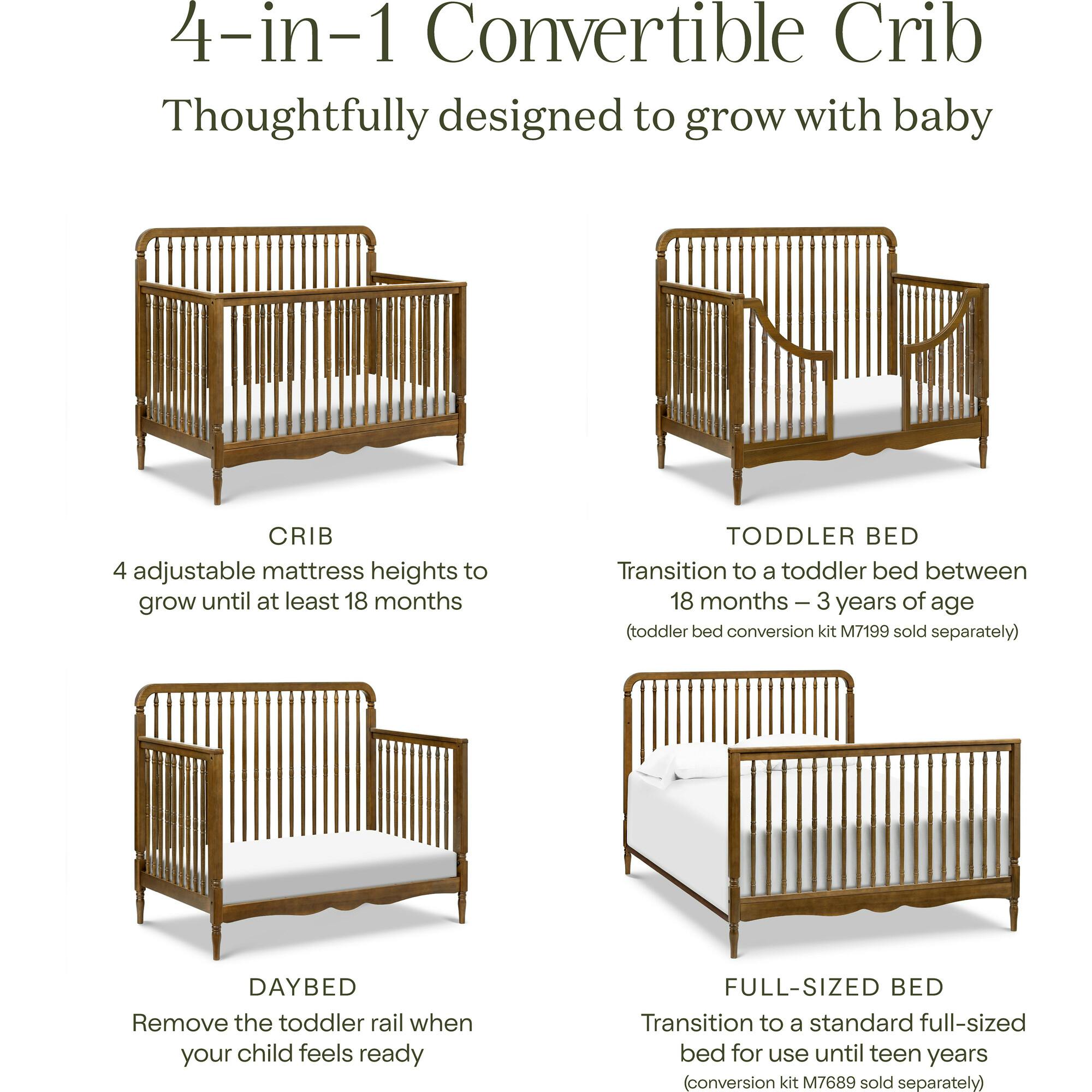 Liberty 4-in-1 Convertible Spindle Crib in Natural Walnut
