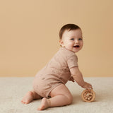Organic Short Sleeve Bubble Romper - Island Palm