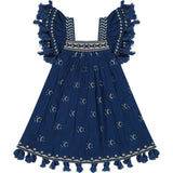 Serena Girls Tassel Dress Galaxy Embroidery, Blue