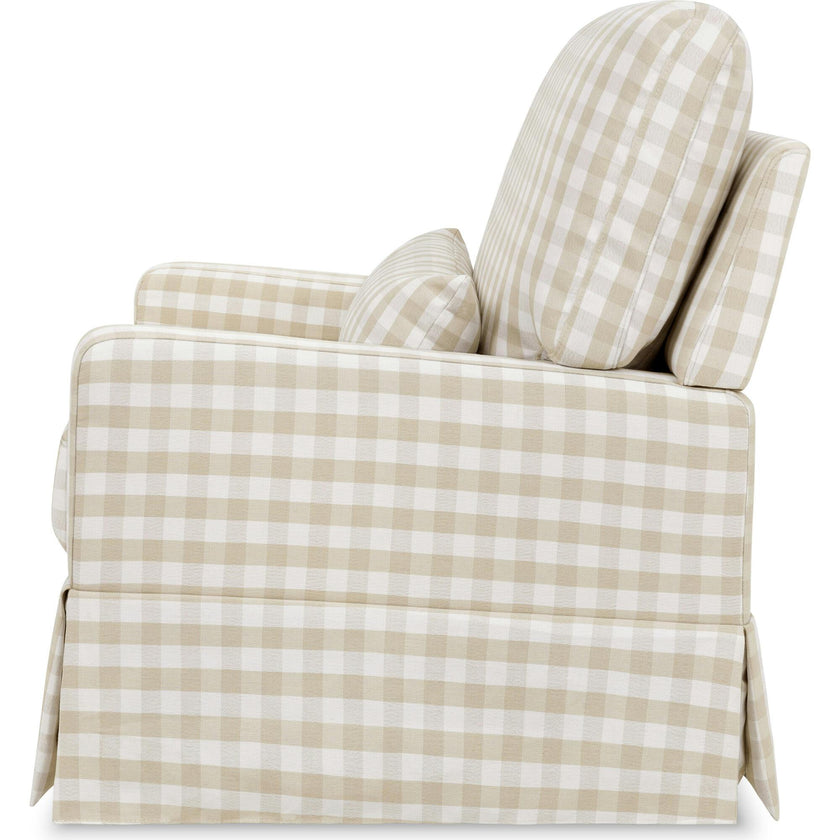 Crawford Pillowback Chair and a Half Comfort Swivel Glider in Tan Gingham