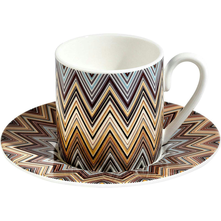 Coffee Cup & Saucer Zig Zag Set of 2 In Luxury Box Jarris 148 Diam. 2.3"