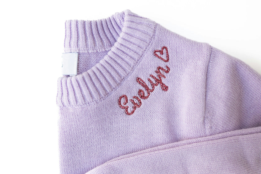 Monogram Embroidered Crewneck Sweater with Glitter