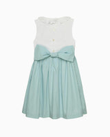Sleeveless Willow Rose Hand Smocked Dress in Sea Blue