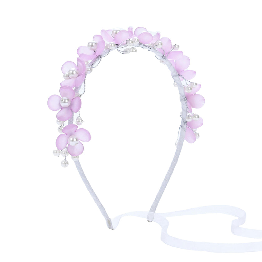 Purple Floral Pearl Headband