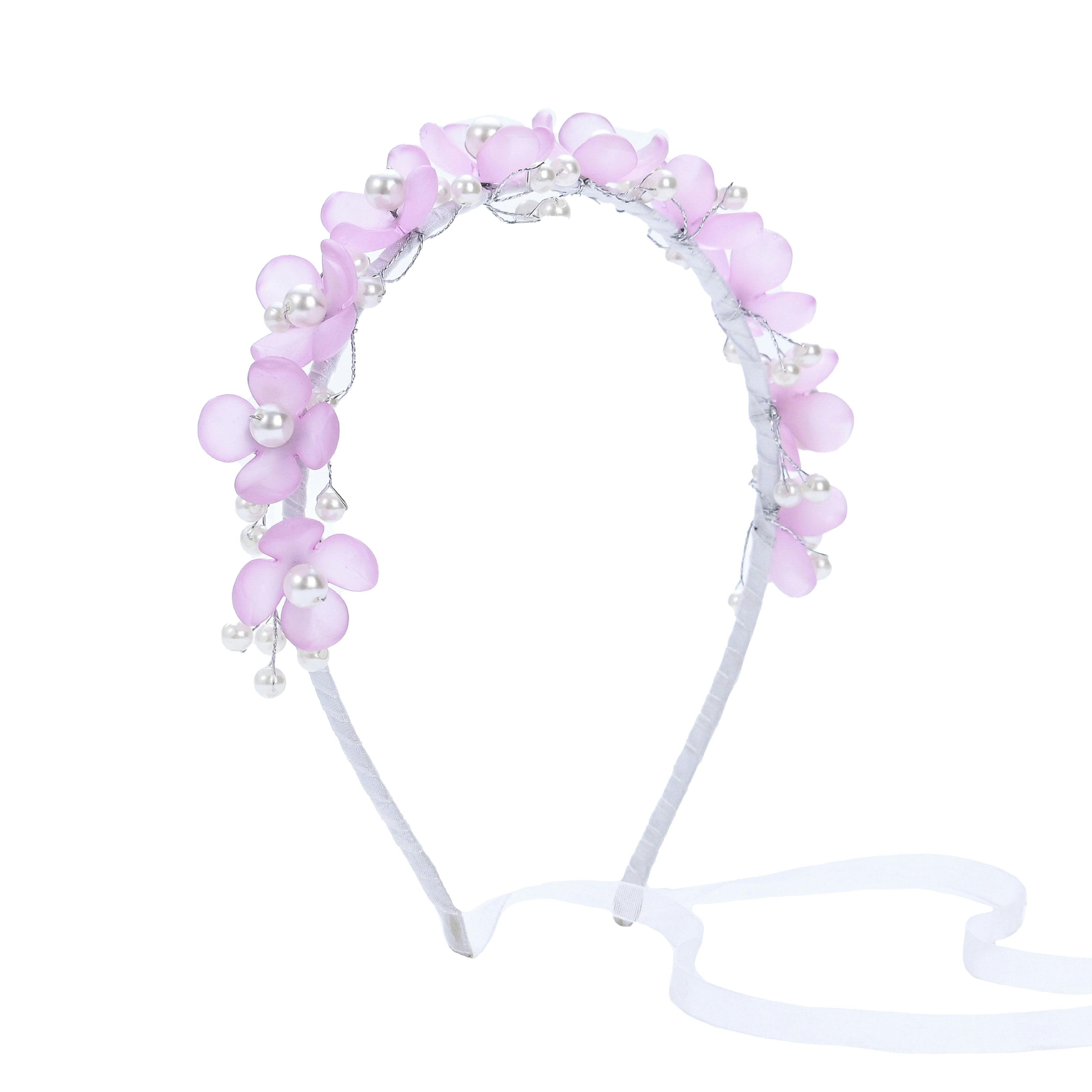 Purple Floral Pearl Headband