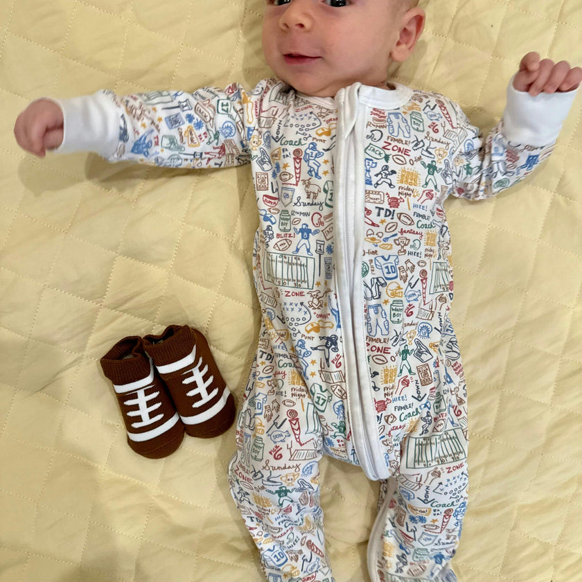 Football Zip Baby Onesie