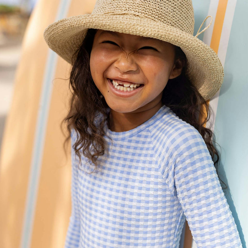 Seaside Gingham Leg Frill Surf Suit