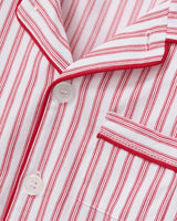 Kid's Twill Pajama Set in Antique Red Ticking