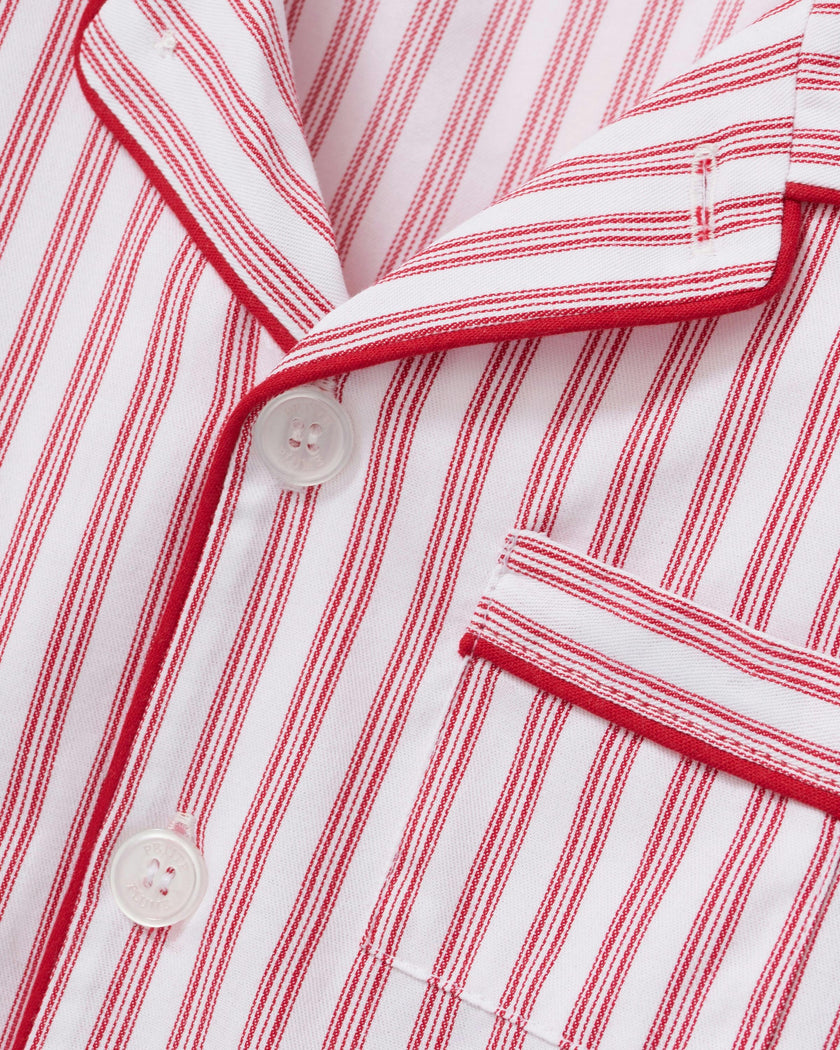 Kid's Twill Pajama Set in Antique Red Ticking