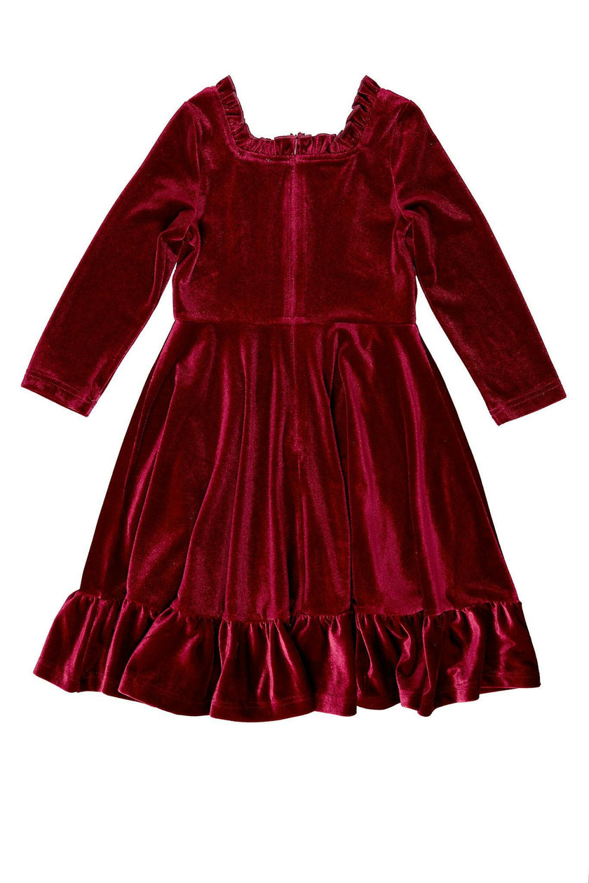 Mini Cypress Dress in Wine Velvet
