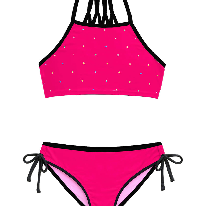 Amber Cropped Tankini Swimsuit with Rhinestone Detail