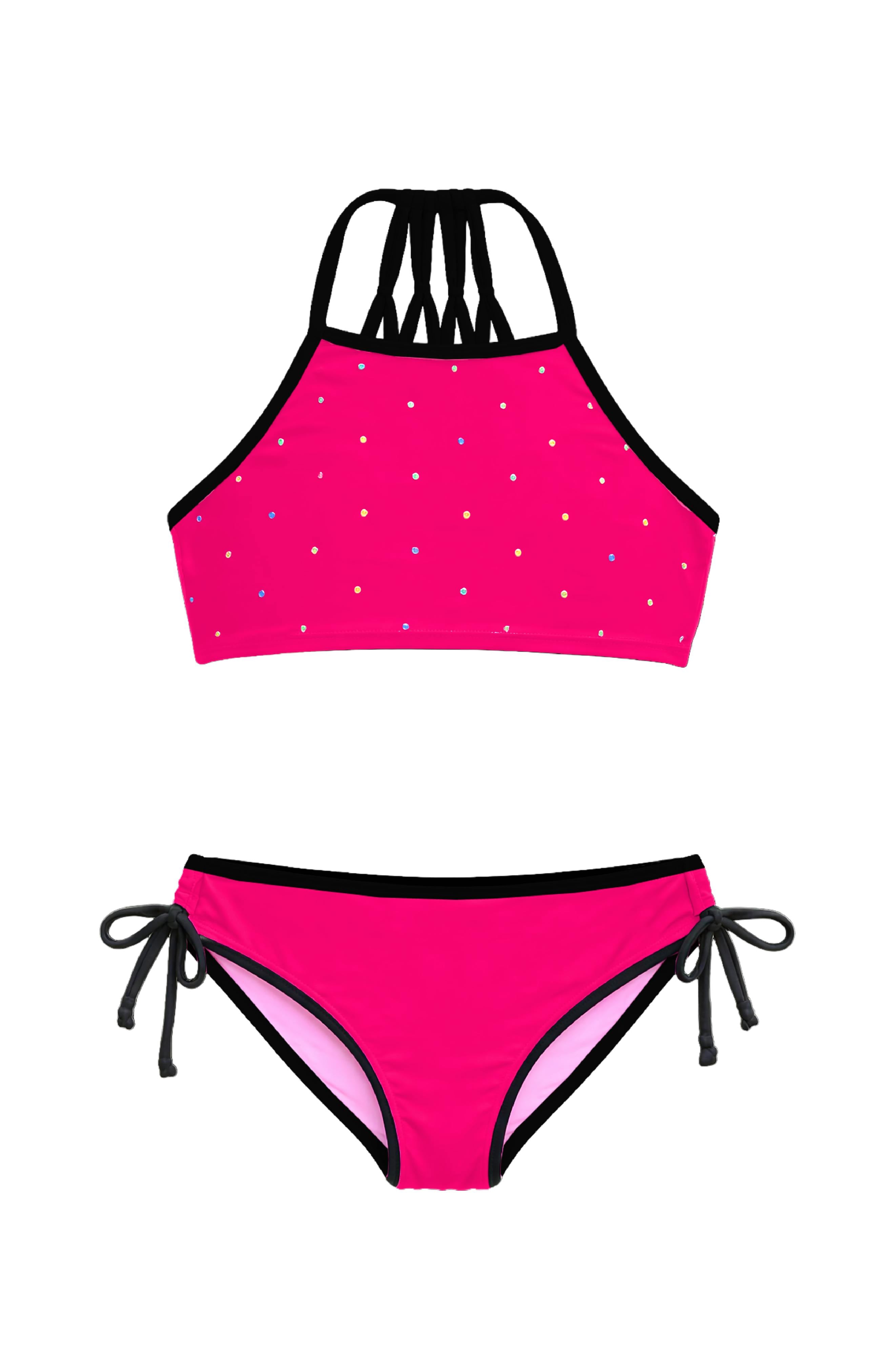 Amber Cropped Tankini Swimsuit with Rhinestone Detail