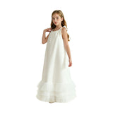 White Kendra Ruffle Hem Tie-Strap Dress