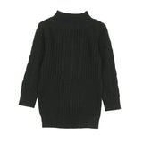 Split Style Knit Mao Collar Crew Fit Sweater