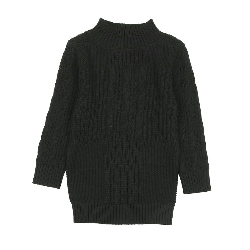 Split Style Knit Mao Collar Crew Fit Sweater