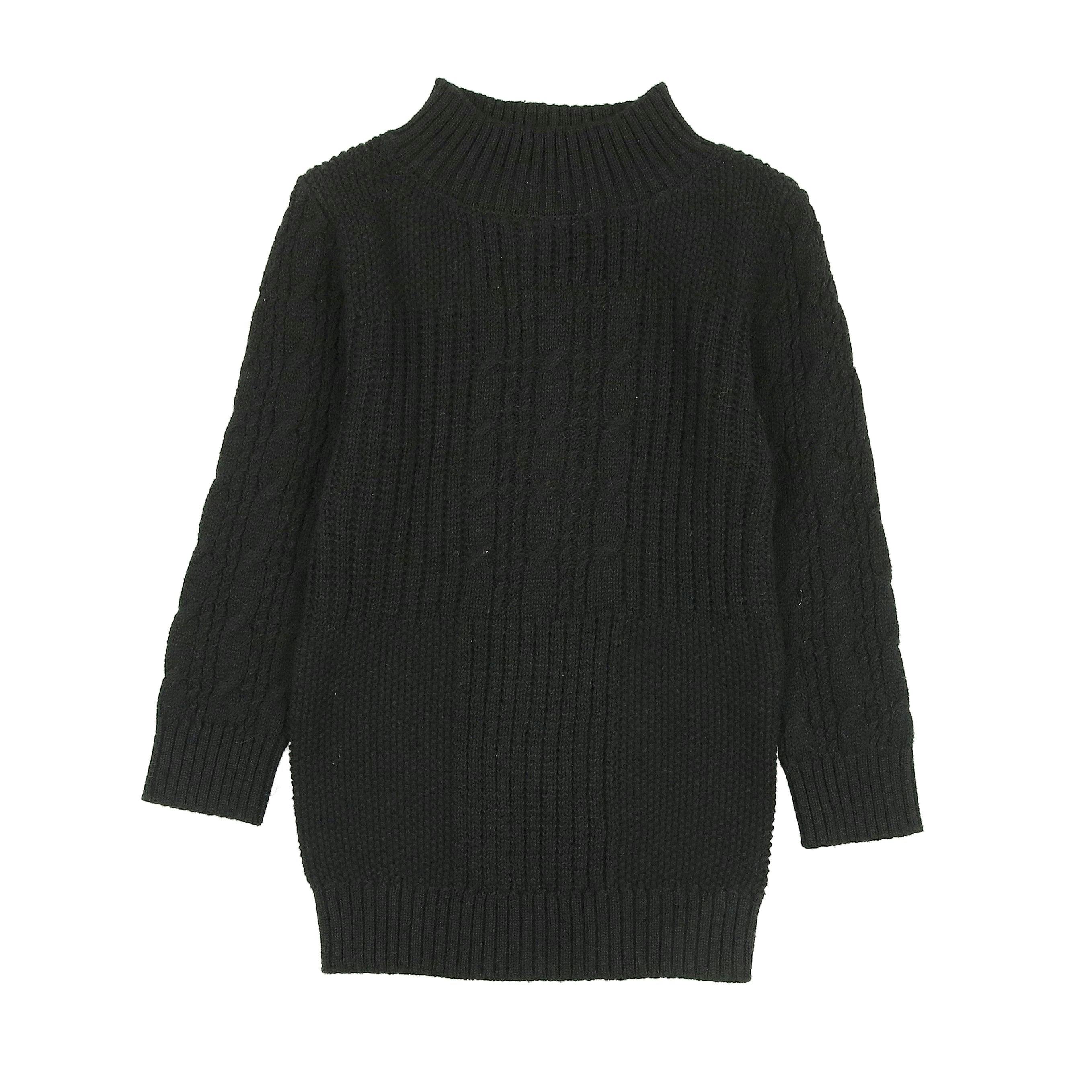 Split Style Knit Mao Collar Crew Fit Sweater