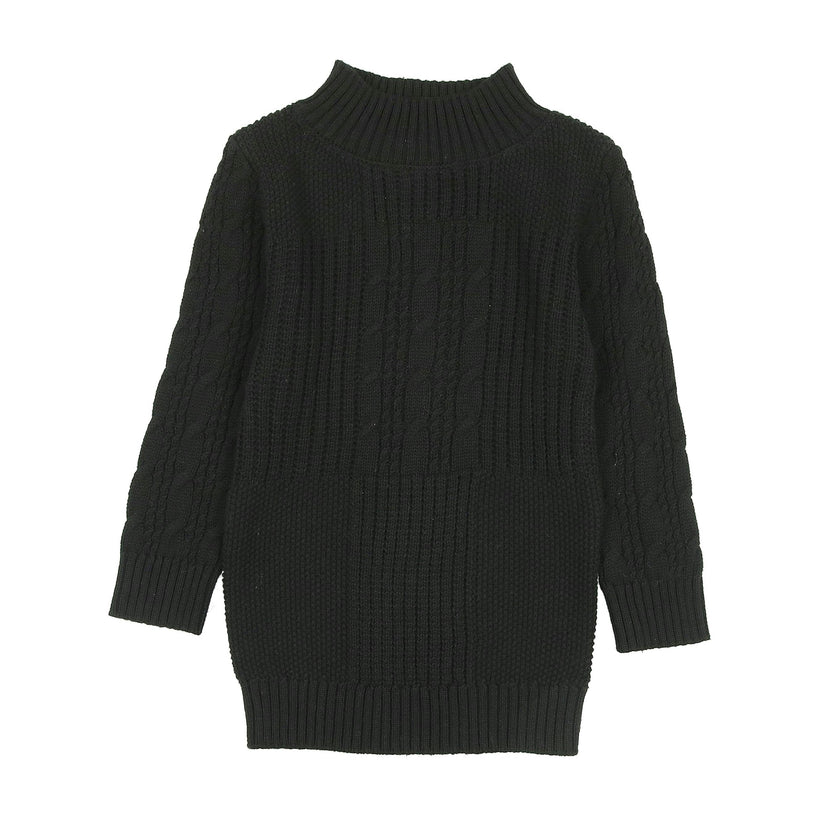 Split Style Knit Mao Collar Crew Fit Sweater