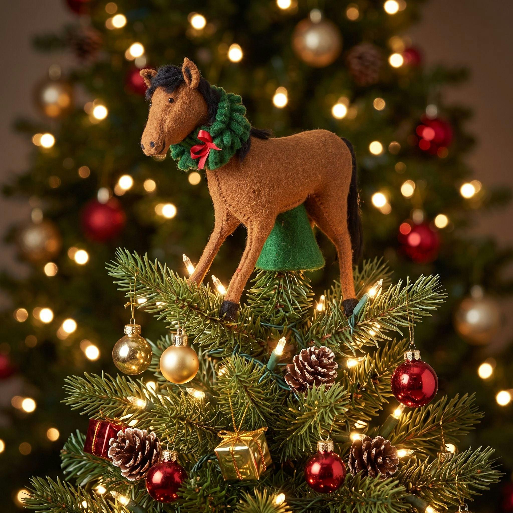 Hand Felted Wool Horse Wreath Christmas Tree Topper