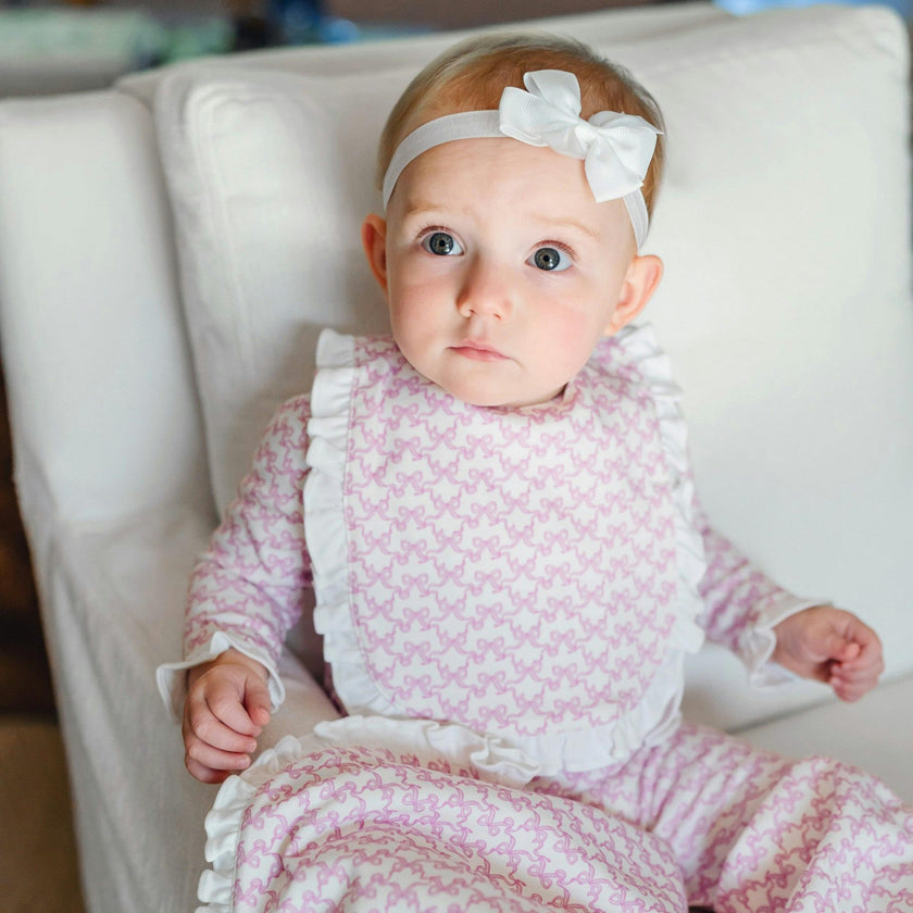 Ruffled Girls' Bib Pretty Pink Bows