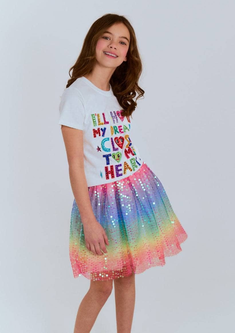 Rainbow Sequin Short Skirt