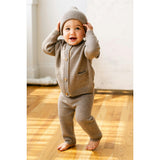 Merino Wool Baby Cardigan in Light Heather Gray