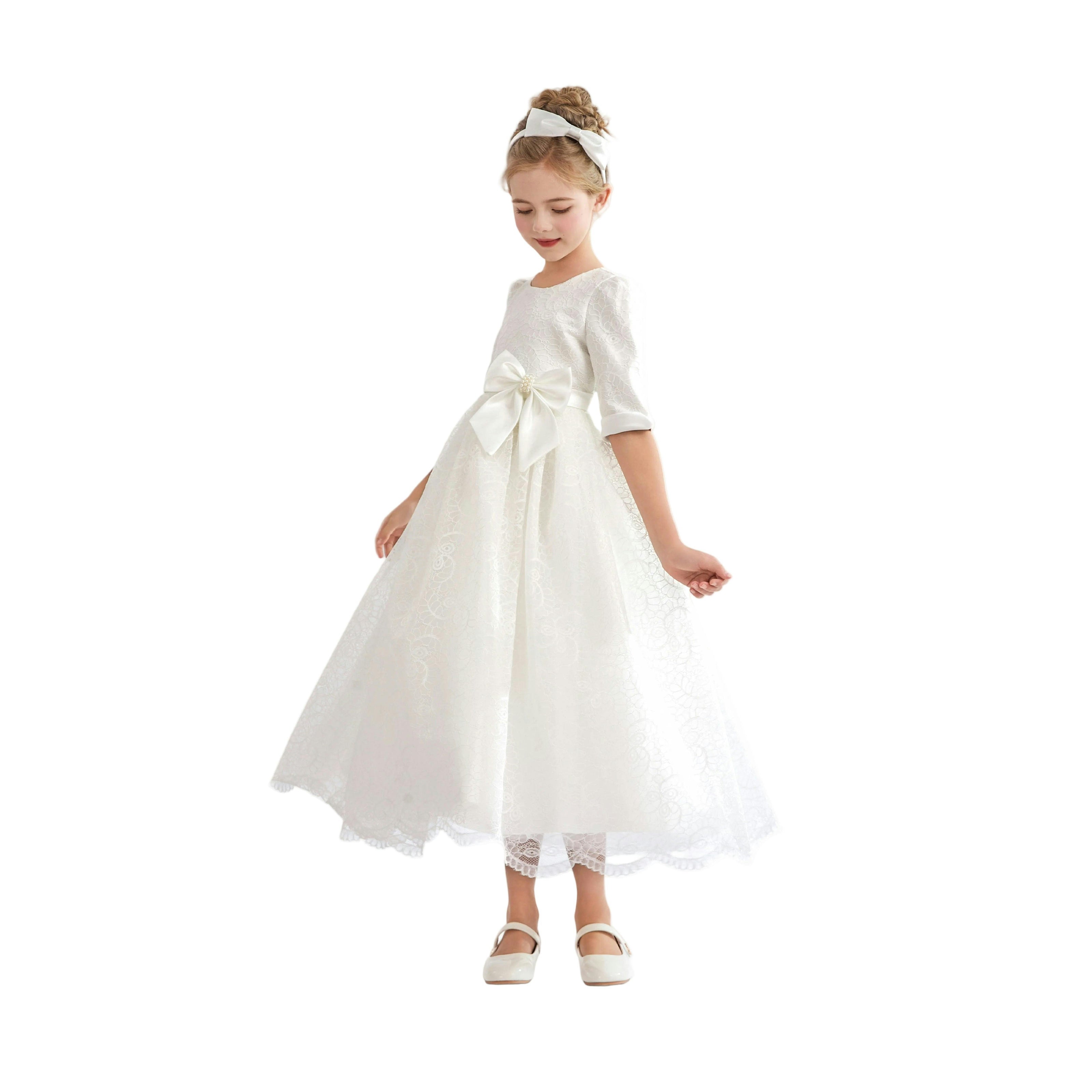 White Shannora Puff Sleeve Formal Dress