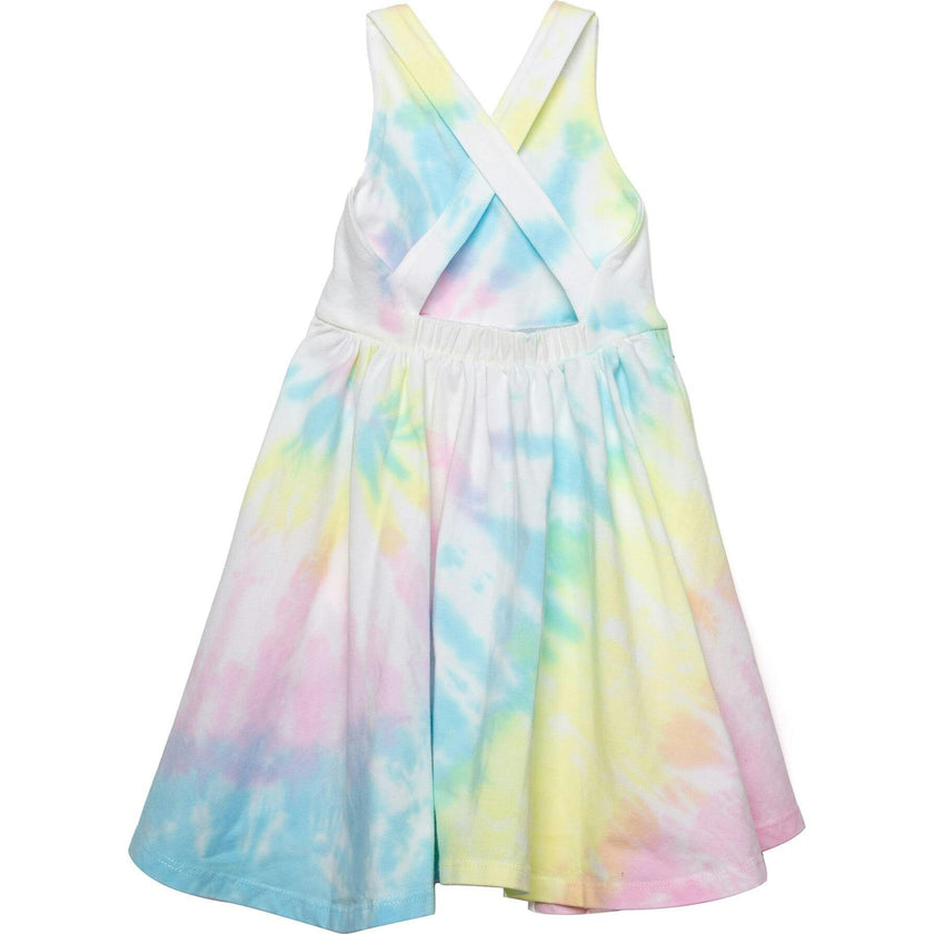 Cross Back Twirly Dress in Pastel Tie Dye