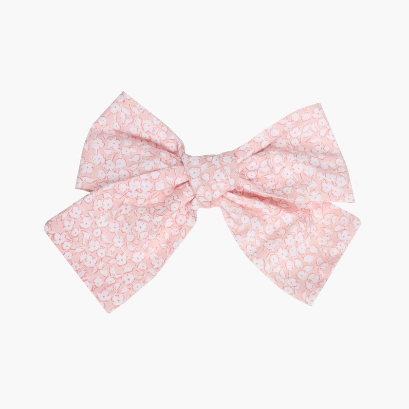 Pink Ecru Flower Bow Clip