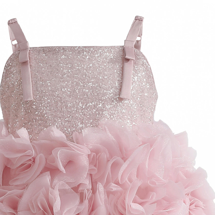 Pink Arabella Glitter Ruffle Dress