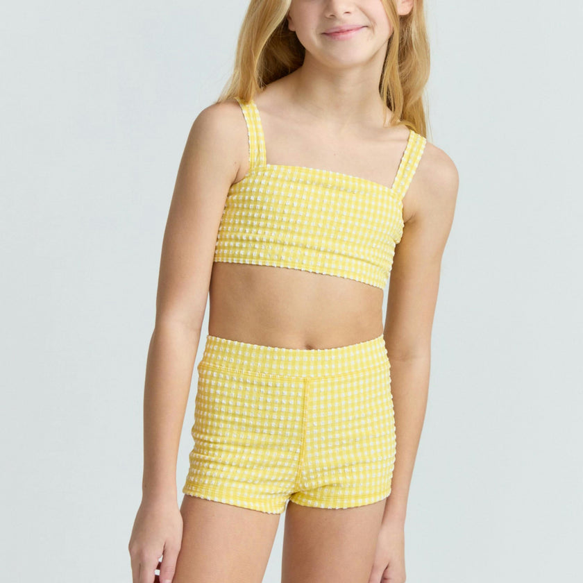 girls soleil gingham bandeau bikini and swim short