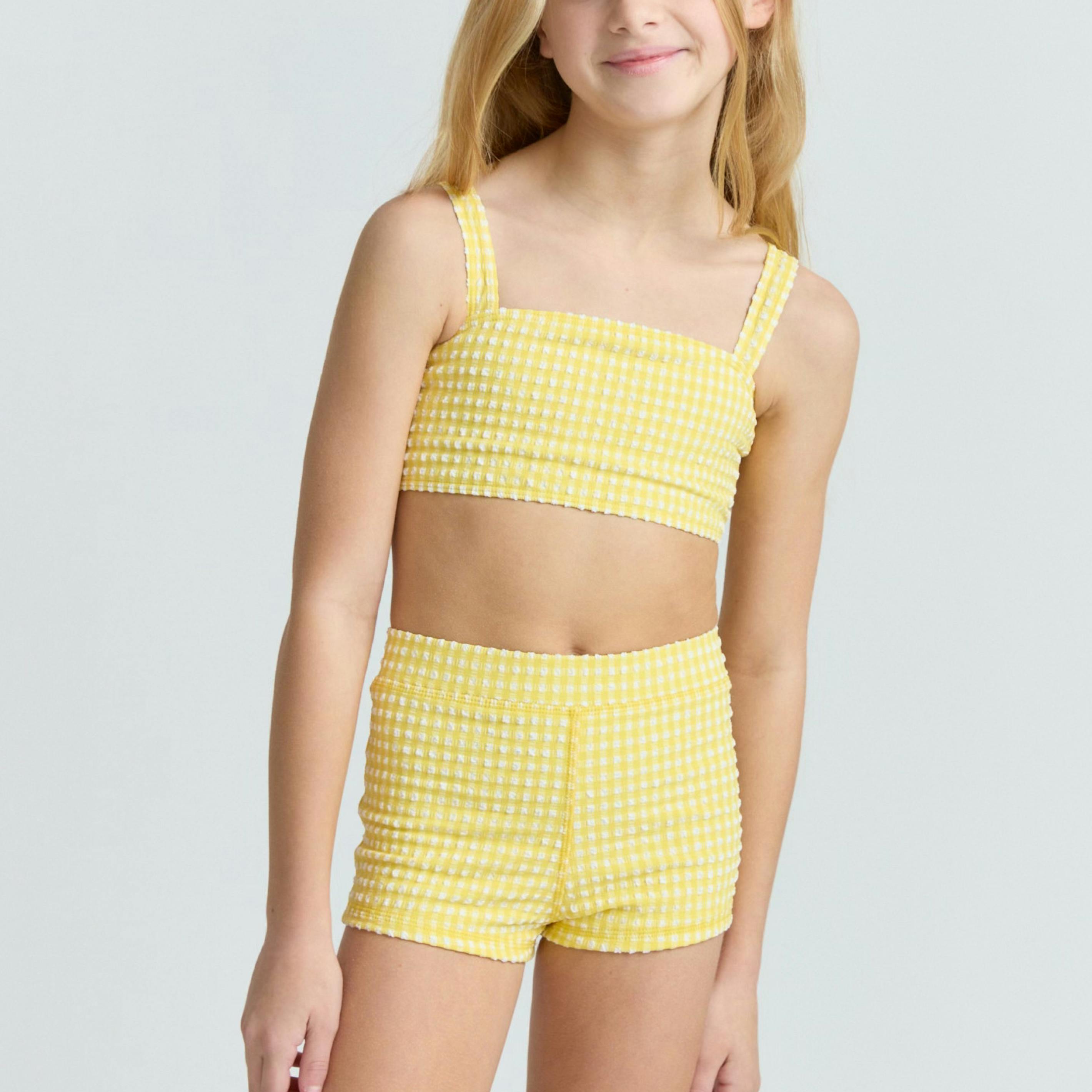 girls soleil gingham bandeau bikini and swim short