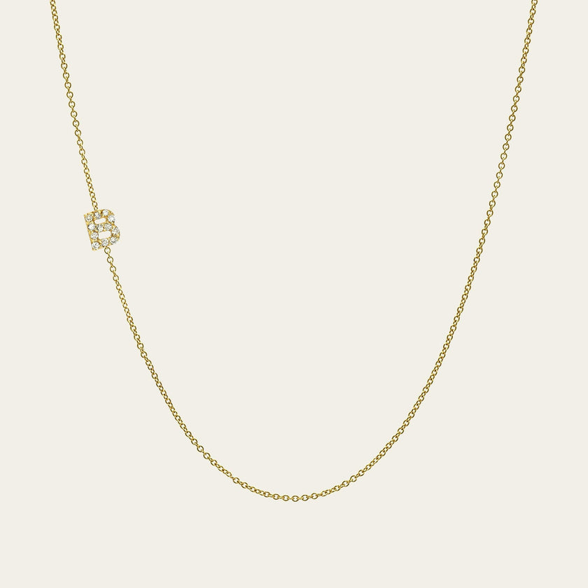 Mini Diamond Asymmetrical Initial Necklace