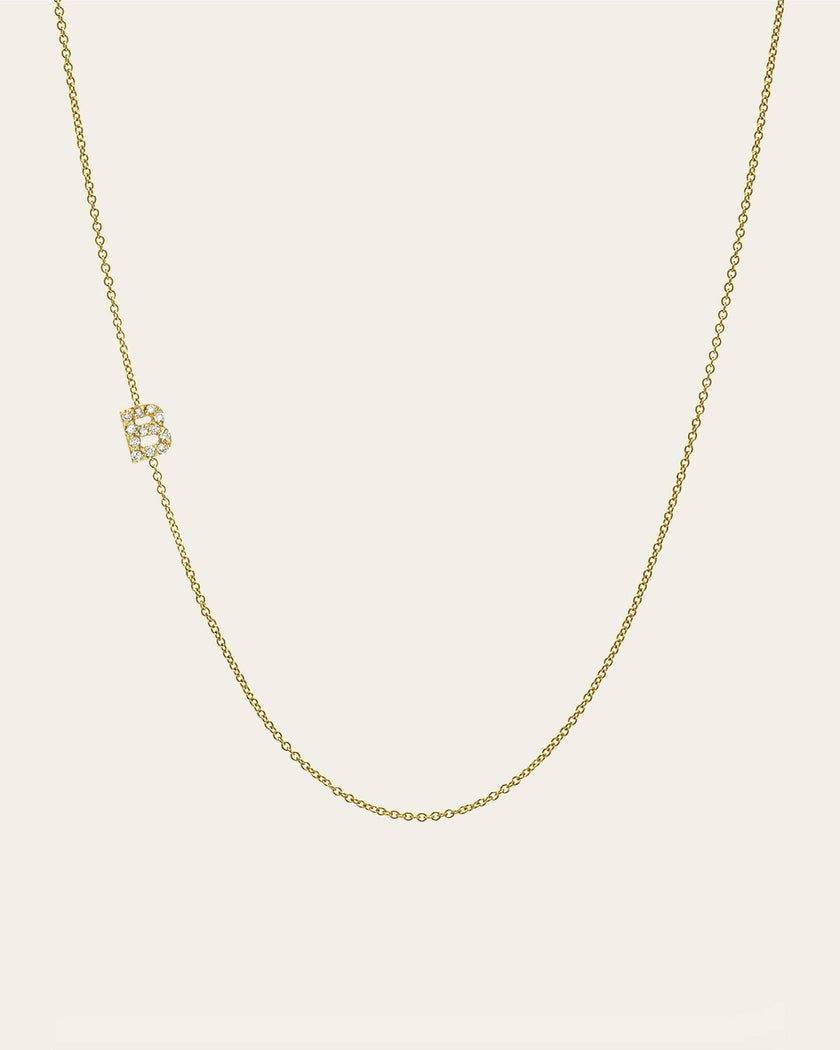 Mini Diamond Asymmetrical Initial Necklace