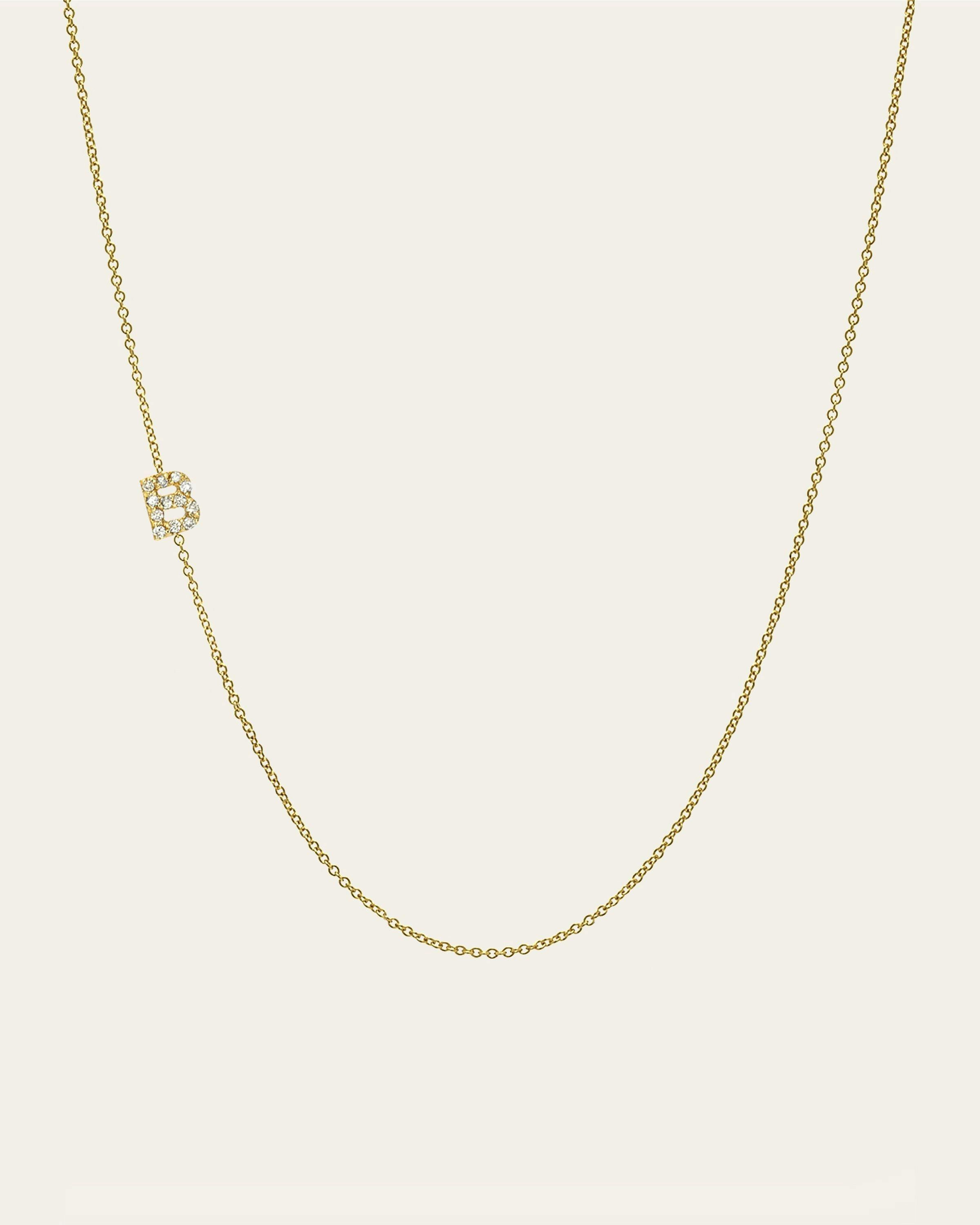 Mini Diamond Asymmetrical Initial Necklace