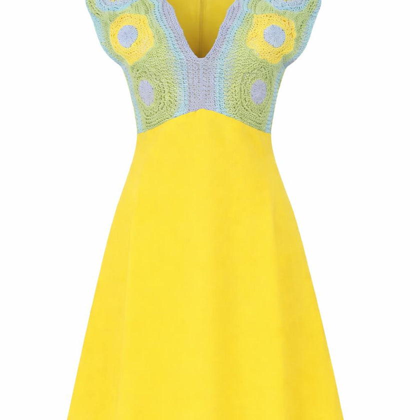 Ally Yellow Crochet Mini Dress